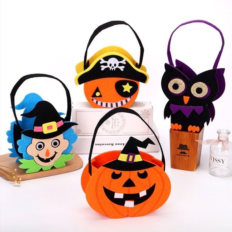 Sacchetto di Halloween non tessuto con tessuto in feltro di zucca fantasma