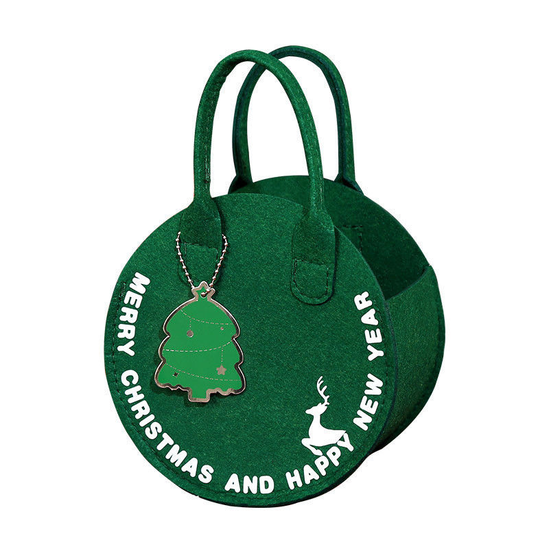 Borsa di Natale in feltro di moda Borsa da shopping di Babbo Natale rosso con design di borsa regalo rotonda