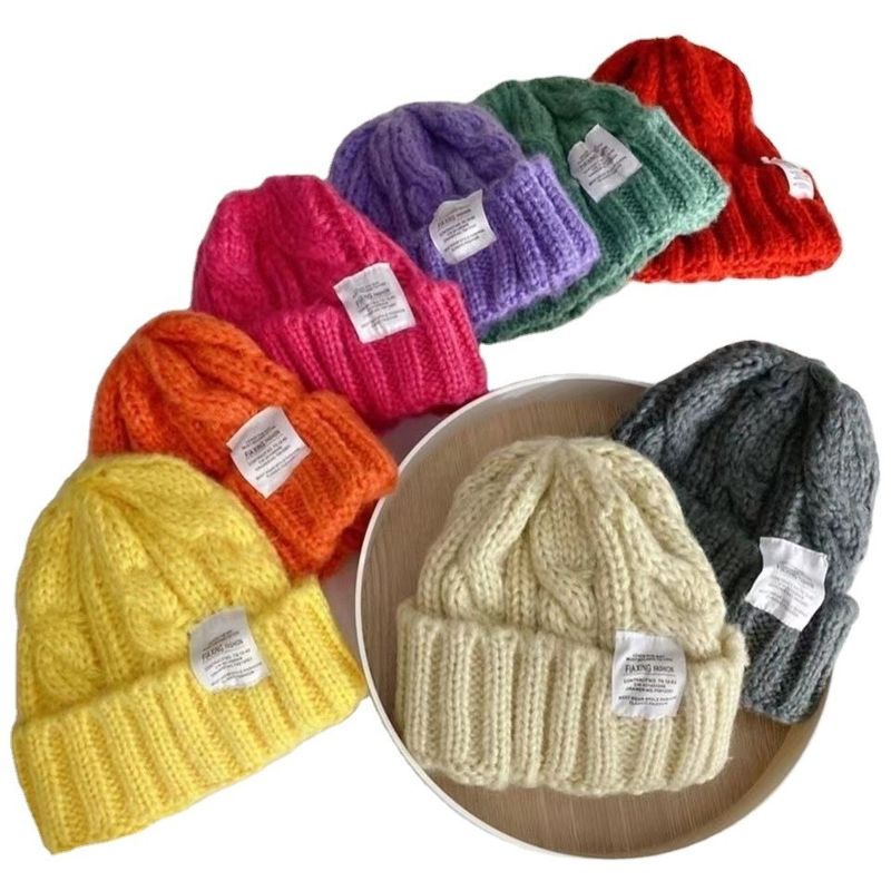 Logo personalizzato Cappello a maglia giapponese a colori solidi per studenti d'autunno e inverno