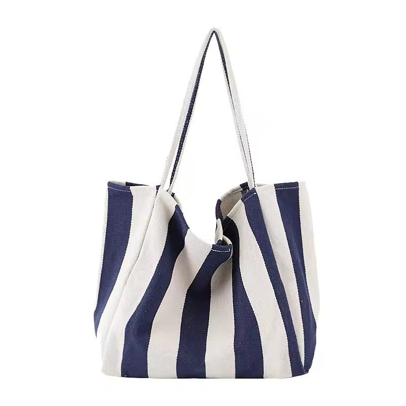 Borsa di tela di cotone a colori personalizzati per lo shopping OEM/ODM Acceptabile Borsa Tote a righe