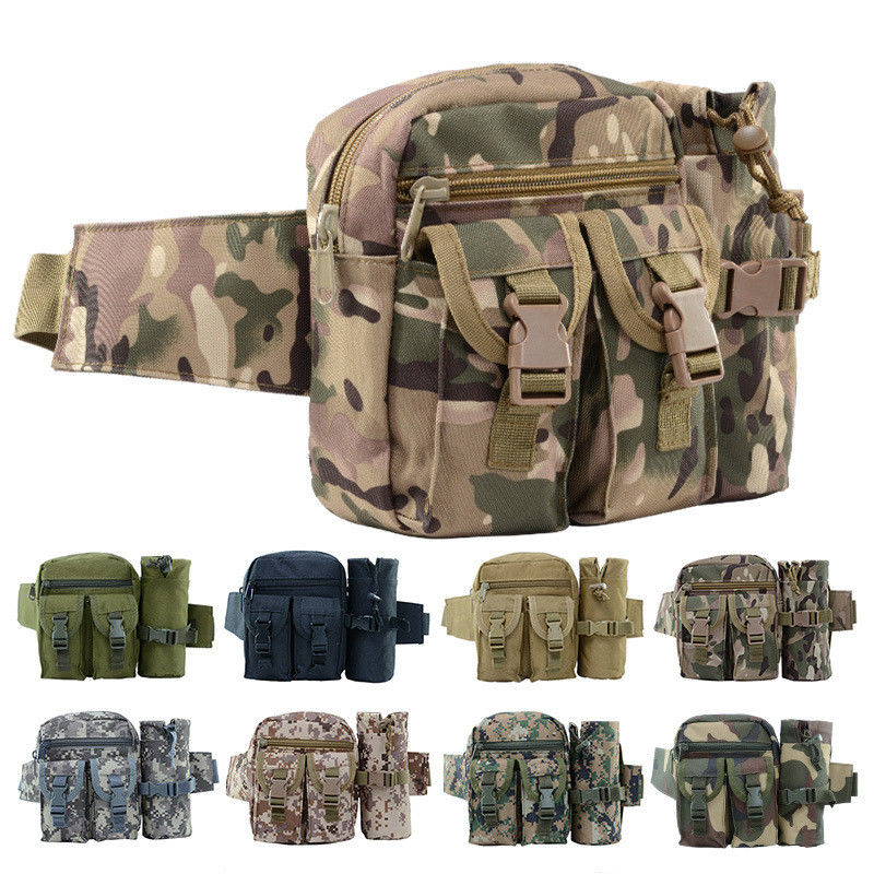 Colore personalizzato OEM Uomini Camo Tactical Fanny Pack Utility Tasca da vita con bottiglia d'acqua
