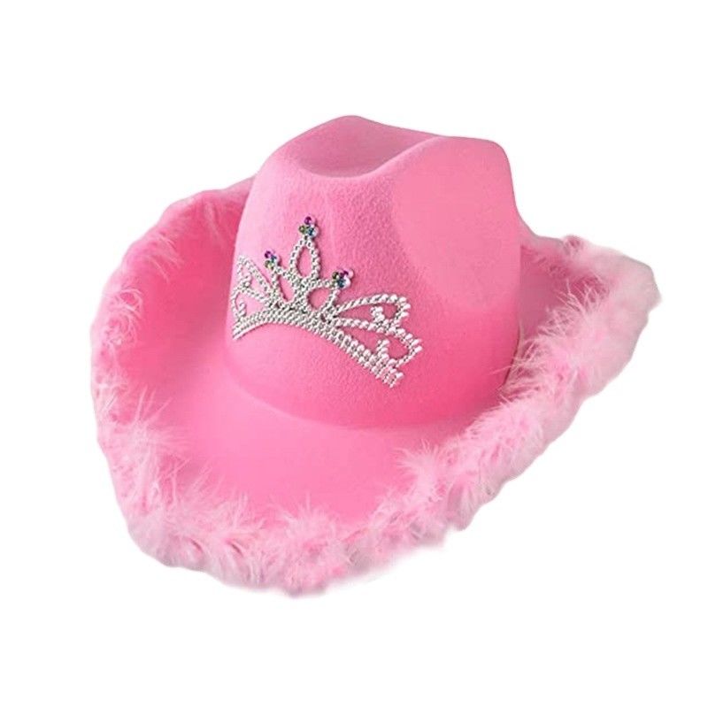 Cappello da cowboy occidentale rosa con corona rosa chiaro e logo personalizzabile