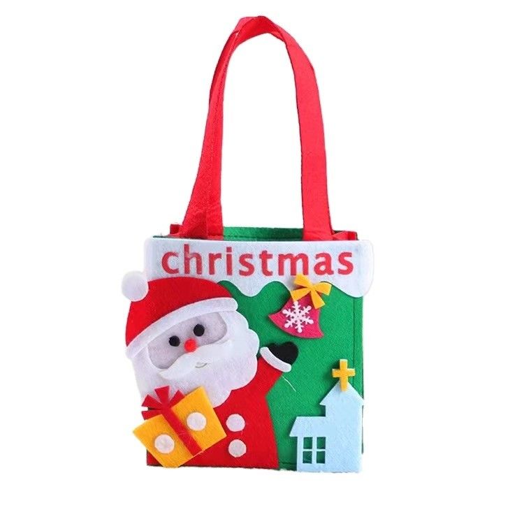 Borsa di Natale a colori personalizzati con Feltro artigianale Babbo Natale Uomo di neve Reni Design