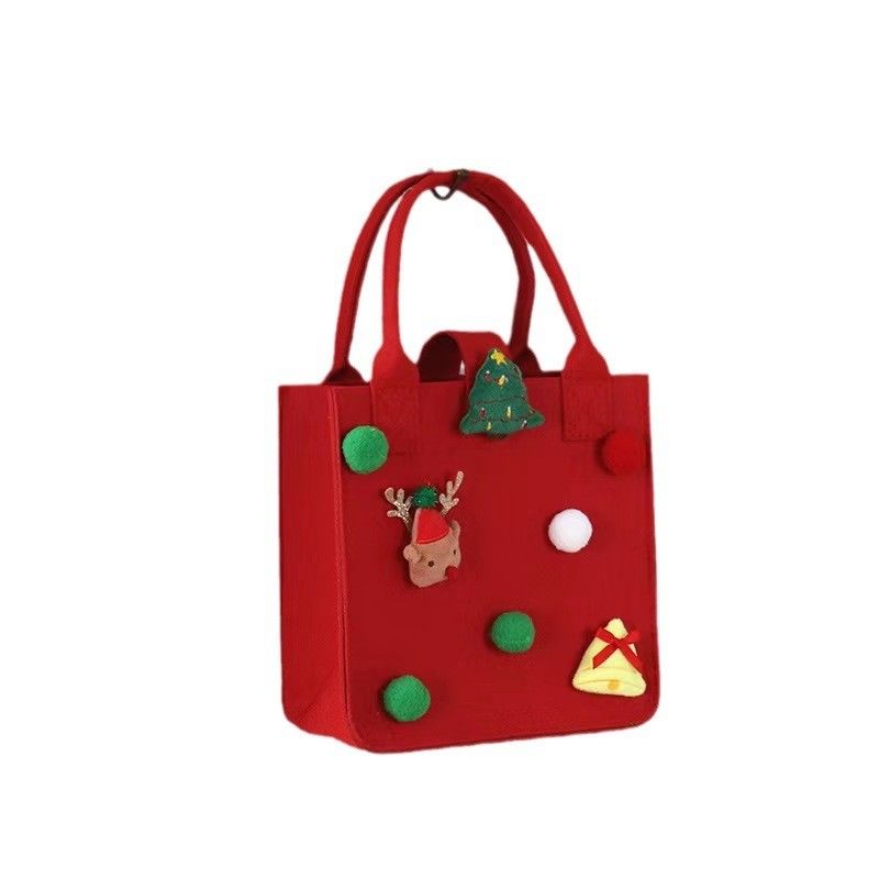 Borsa di feltro colorata di colore rosso Logo personalizzato Borsa regalo di Natale accettata per lo stile Ins