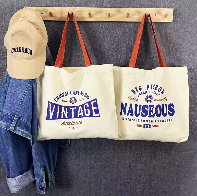 Stile maneggevole Custom Logo stampato completo Big Canvas Tote Bag per lo shopping e la spiaggia
