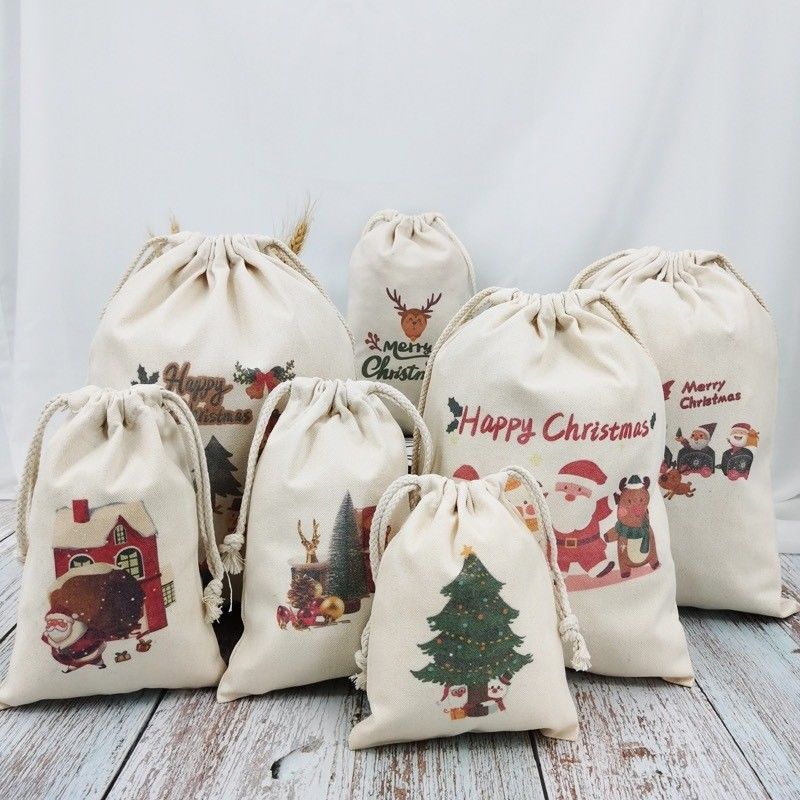 Sacchetti bianchi di Babbo Natale per la decorazione dei regali di dimensioni medie 30-50 cm accettabili OEM/ODM