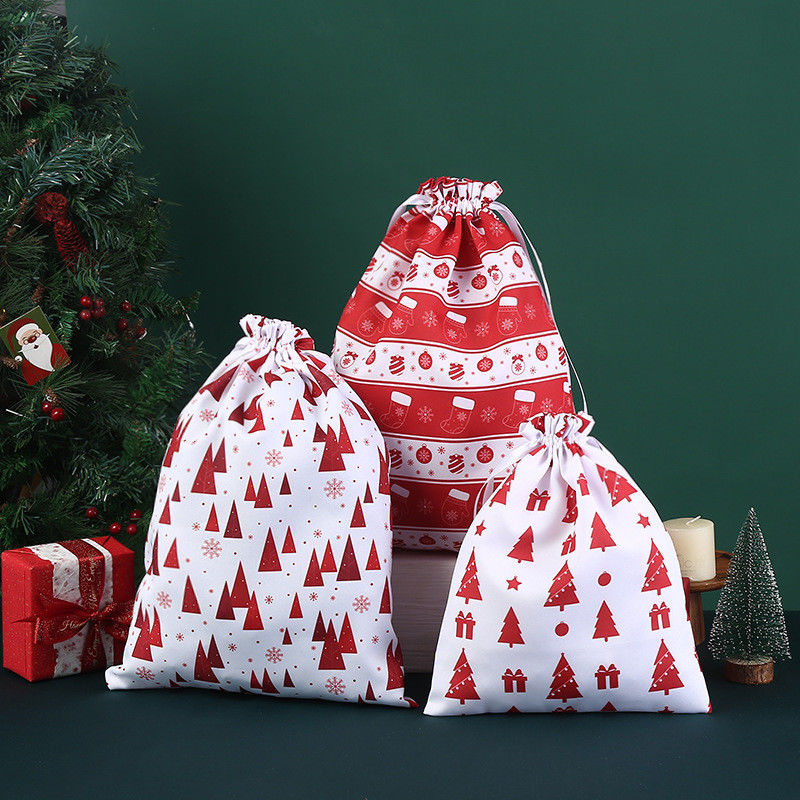 Lettera Modello Tipo Grosso sacchetto a corda di trazione Sacchetto di cotone di Natale Sacchetto regalo di Babbo Natale