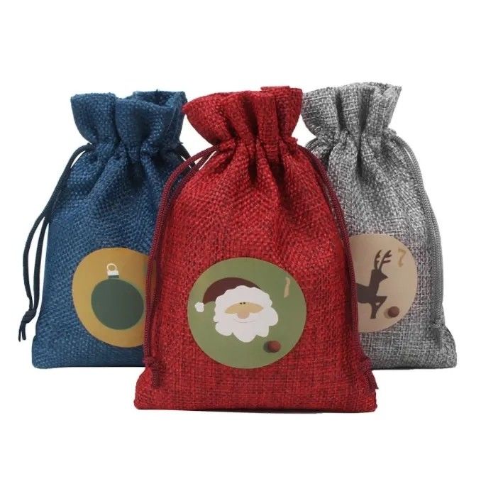 Sacchetti regalo di Natale Sacchetti di iuta a colori personalizzati per regali e feste