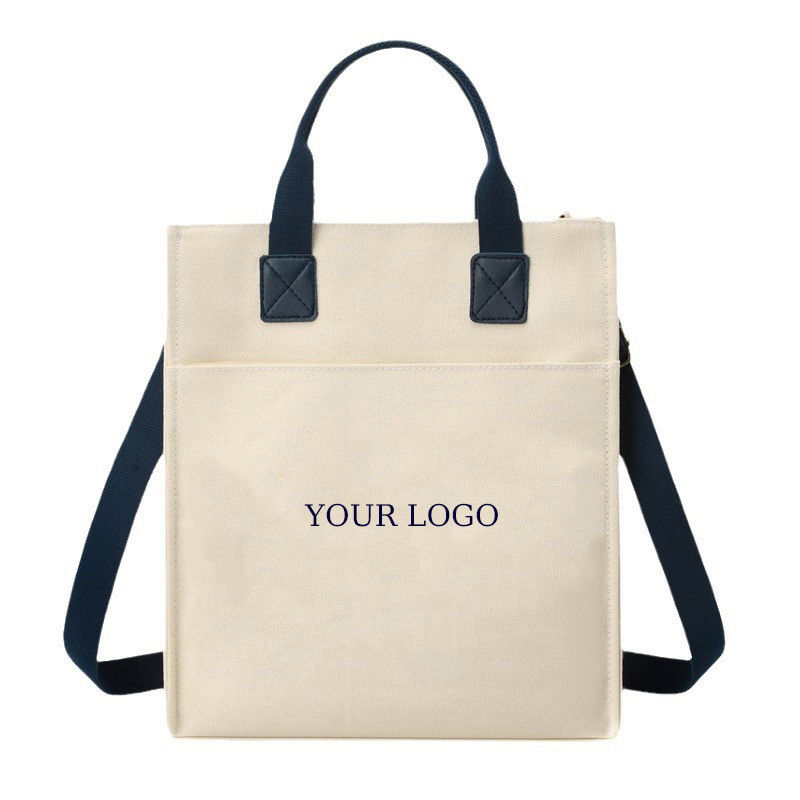Manico in PU Eco-friendly Acquaproof Laminato Canvas Tote Sacchetto da shopping con logo personalizzato