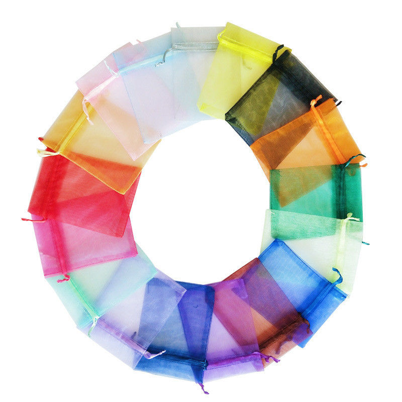 Logo Personalizzabile Soft-loop Organza Bags Piccole borse a corda per imballaggio di gioielli