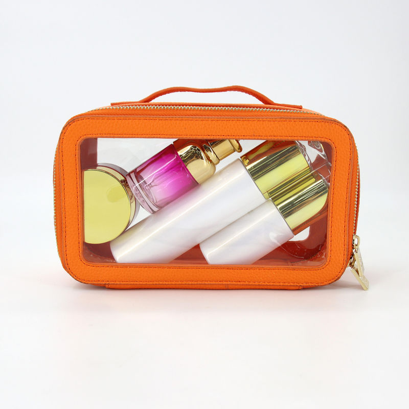 Piccolo sacchetto igienico in pelle in PU impermeabile da viaggio con customisato colorato PVC make-up case