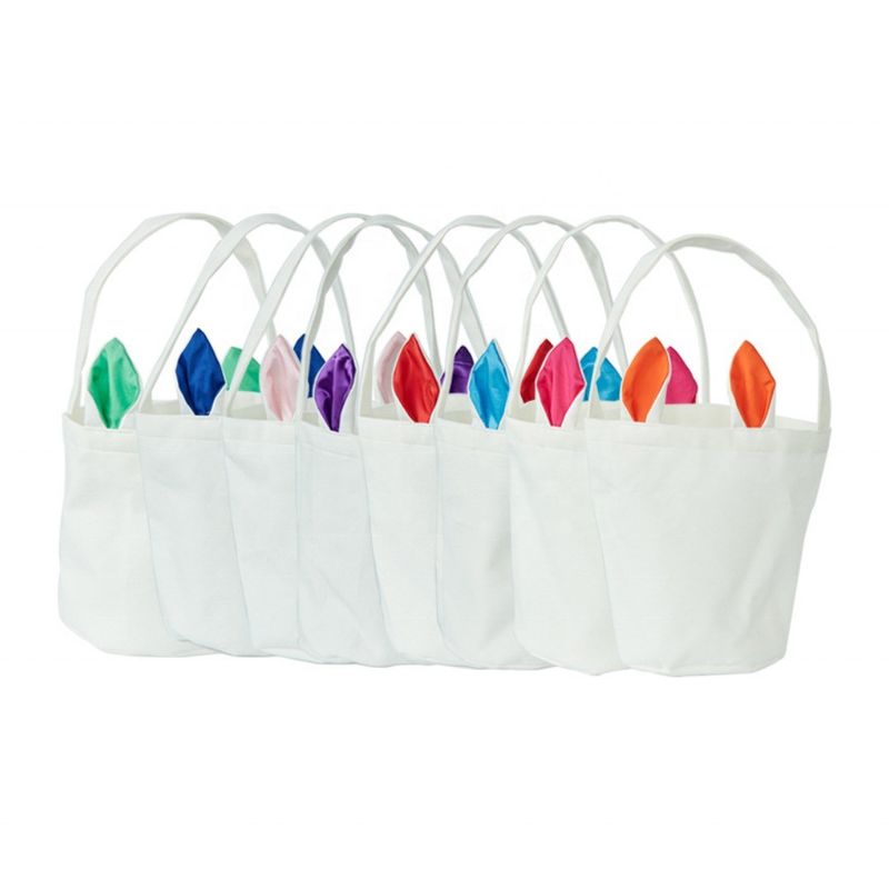 Custom Logo Linen Round Bottom Portable Rabbit Ear Easter Basket Bag con e lo stile più recente