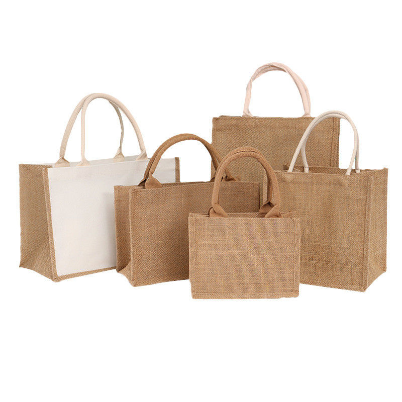 Acceptabile OEM/ODM Jute Bag con logo personalizzato per lo shopping eco-friendly riutilizzabile in spiaggia