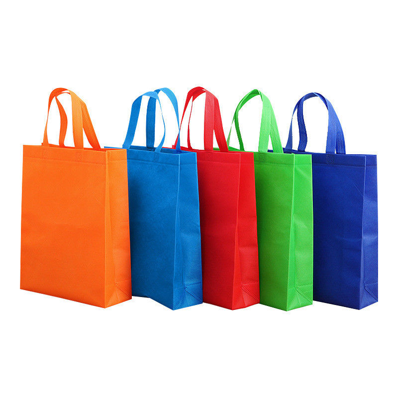 Borsa da shopping colorata non tessuta con stampa del logo personalizzata e rivestimento in poliestere