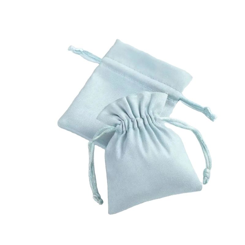 Acceptabile OEM/ODM Custom Light Blue Velvet Drawstring Bag per l'organizzazione di gioielli