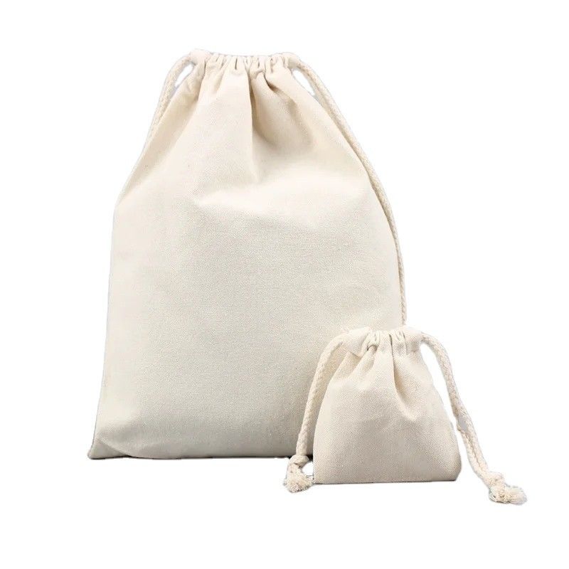 Borsa a corda di cotone con logo personalizzato per imballaggi ecologici riutilizzabili di piccole dimensioni
