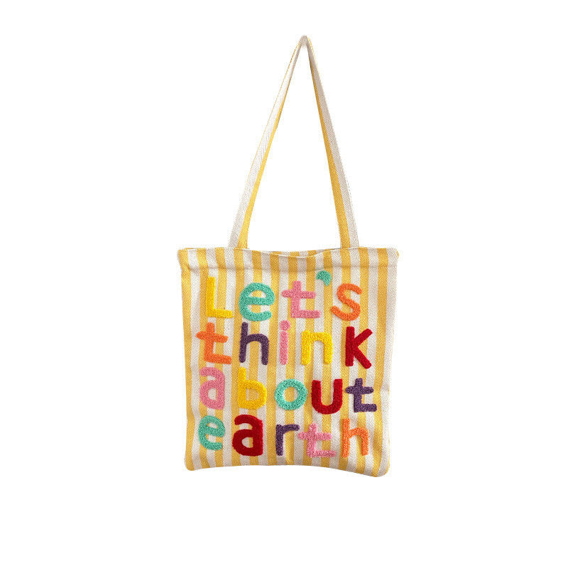 Lettera ricamata colorata Canvas Shoulder Bag Una scelta funzionale e alla moda