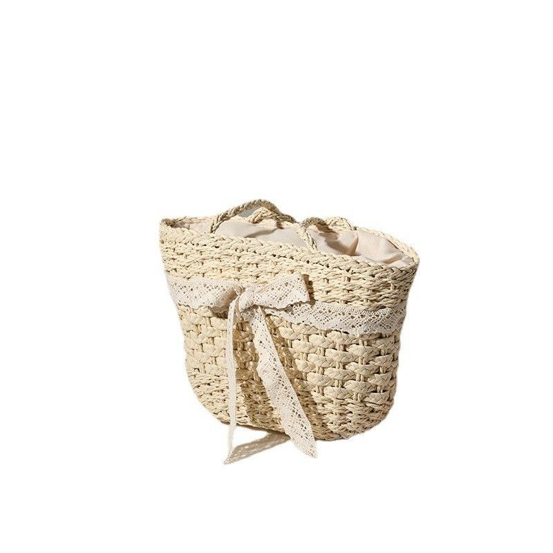 Chiusura aperta Borsa di paglia a colori personalizzati Borsa tessuta per vacanze al mare Donne al mare