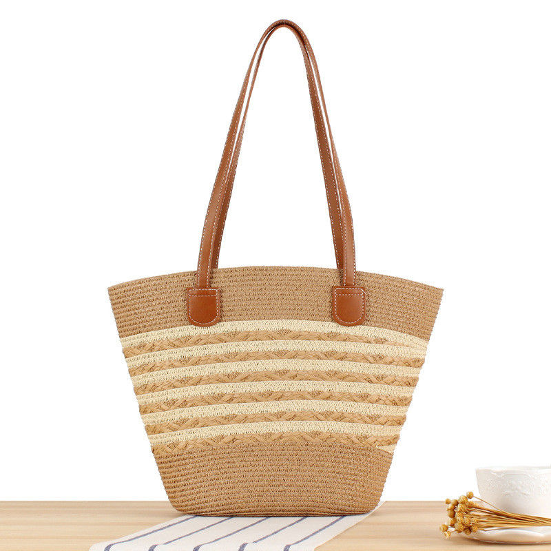 Big Straw Tote Bag Handmade Knitting Marocco Shoulder Beach Bag per le donne in estate