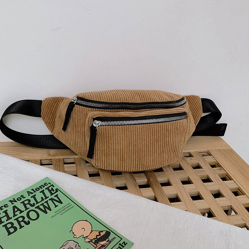 Borsa da vita in corduroy unisex per corsa e palestra con logo personalizzato