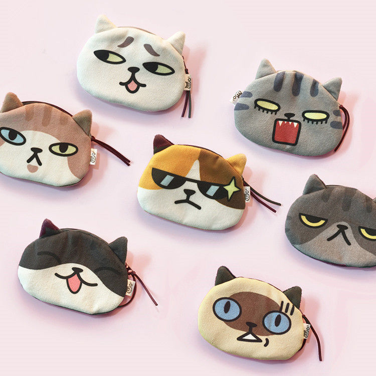 Unisex 3D Cat Coin Wallet Cute Mini Plush Purse Piccola borsa a forma di animale con materiale di rivestimento di lino