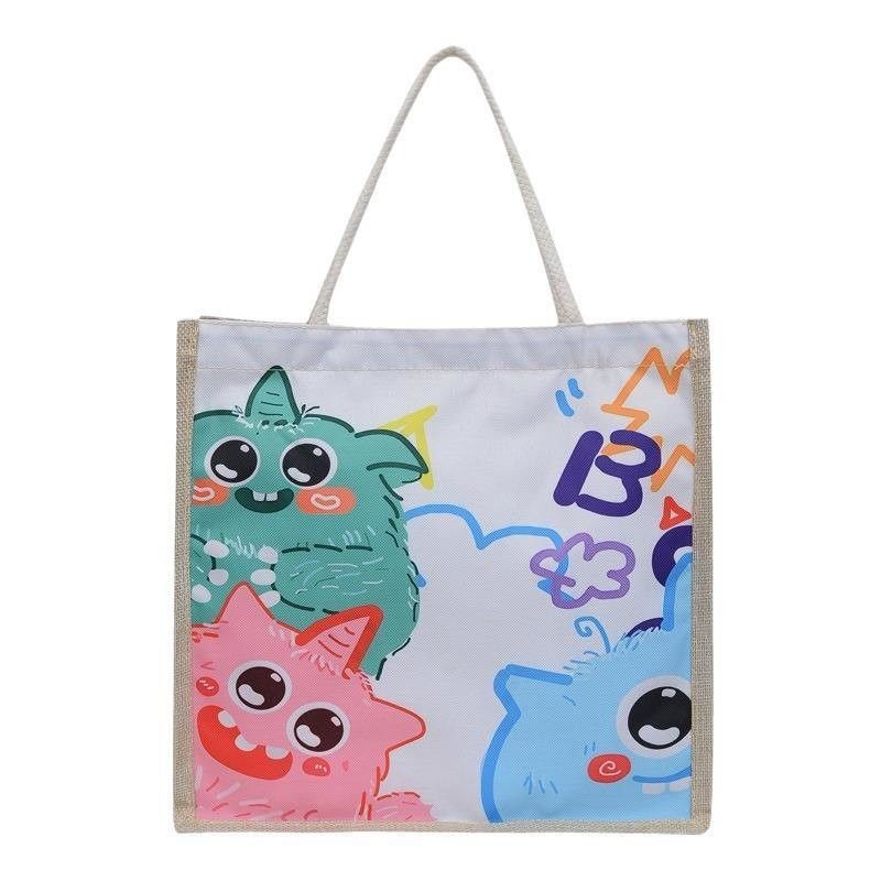 2024 Borsa da spalla a cartone animato personalizzata per bambini per spiaggia, svago, viaggi, tela, borsa da bagno