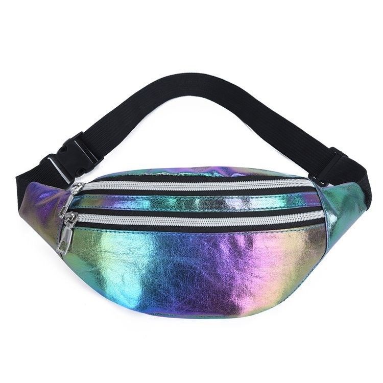 Stile personalizzato colori olografici Fanny Pack Tassa da vita per ragazze Laser PU materiale