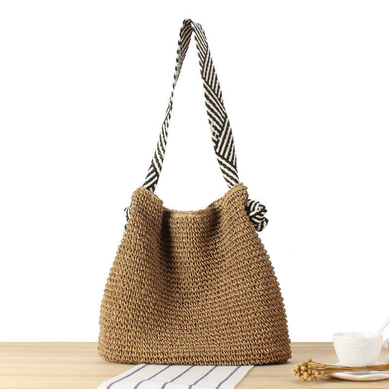 Borsa da spalla in stile coreano con treccia di paglia per donne