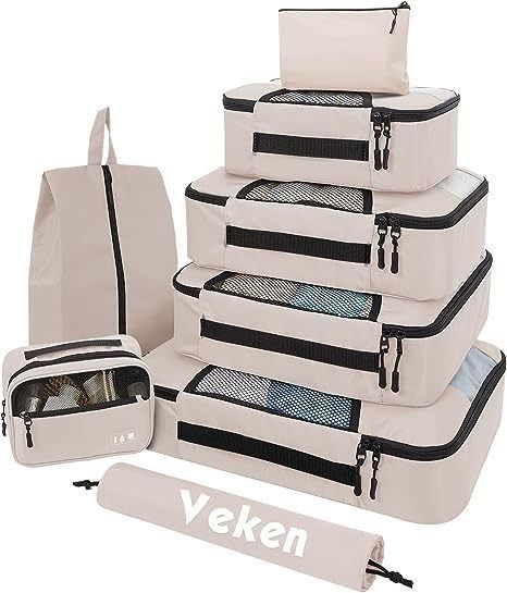 Logo personalizzato Acceptato Borse da viaggio unisex 8 Set Cubi da imballaggio con borsa da bucato e deposito