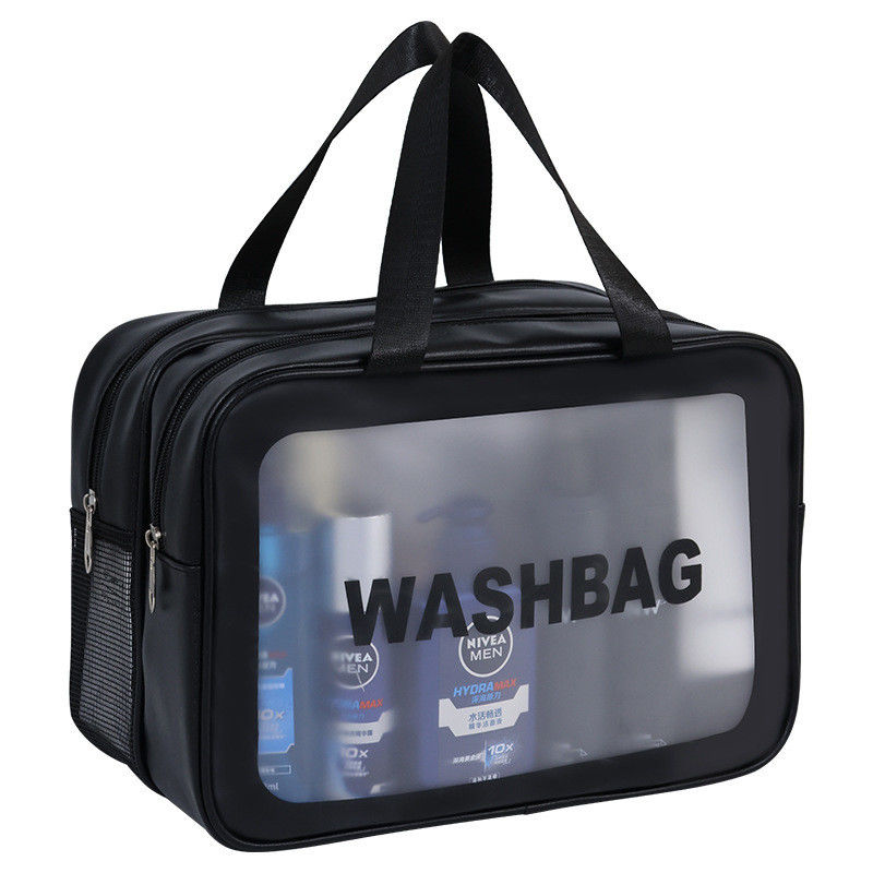 Sacchetto di lavaggio di viaggio trasparente in PVC a modello solido per servizi igienici e trucco impermeabili in bagno