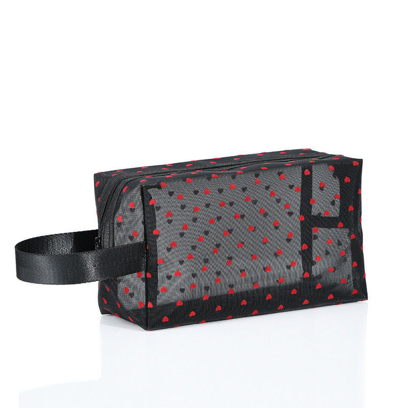 Love Mesh Cosmetic Bag Grande capacità e logo personalizzato per un accesso senza sforzo ai cosmetici