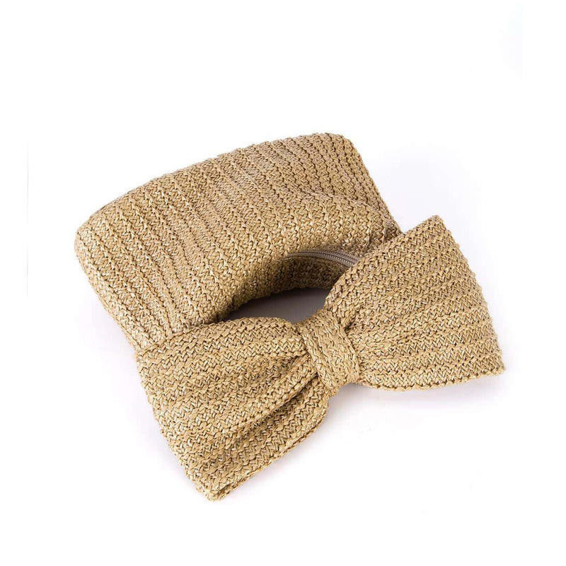 Borsa da shopping su misura Donna Bow Straw tessuto Beach Raffia Coppia Borsa da mano Casual Tote