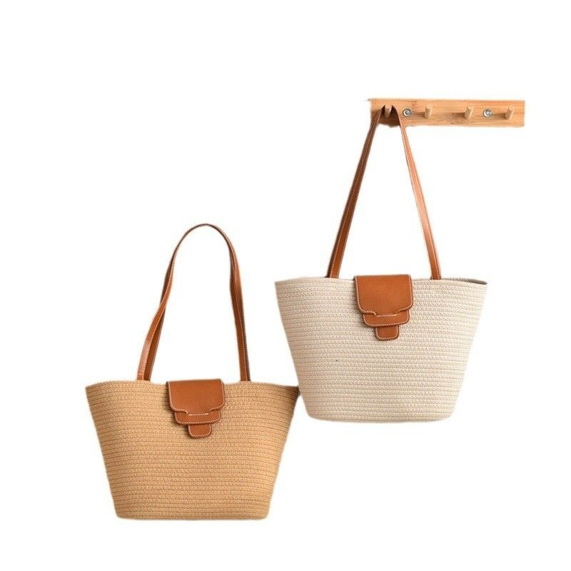 Acceptabile OEM / ODM colore personalizzato sacchetto da spiaggia di paglia femminile per viaggi estivi