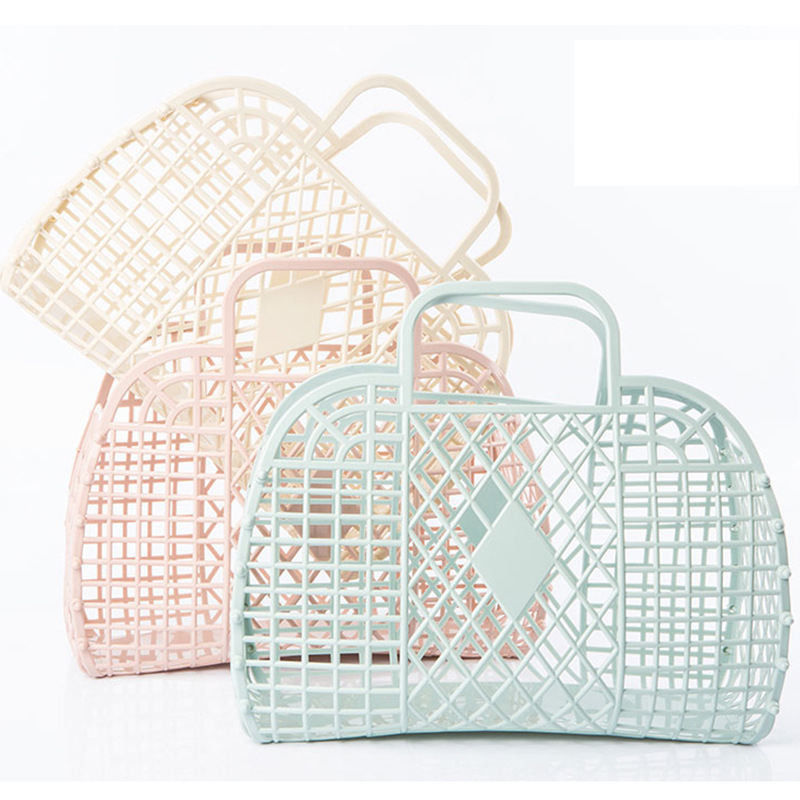 2023 Summer Portable Vacation Plastic Pvc Fashion Beach Retro Jelly Basket Bag per donna