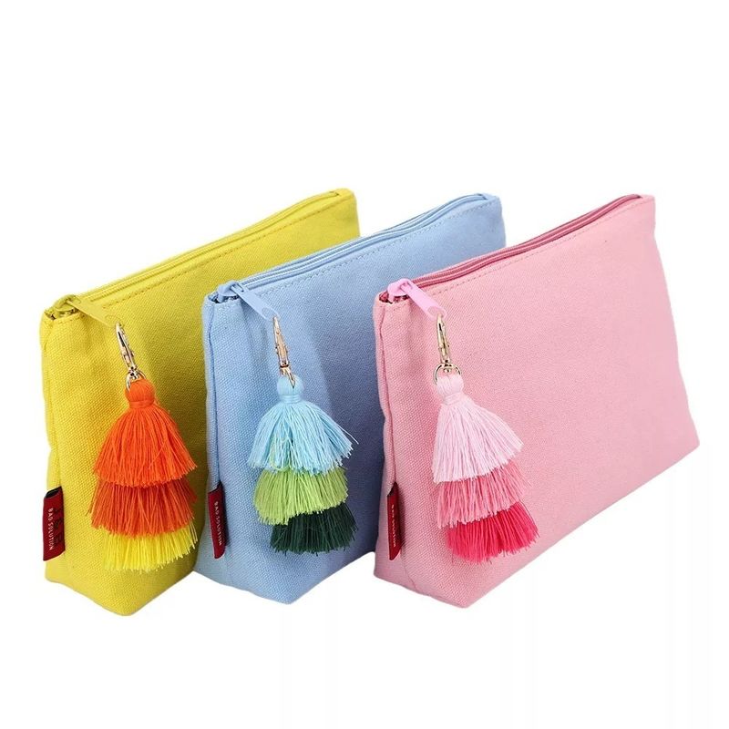 Beauty Cotton Women Make Up Travel Bag con chiusura a cerniera e Tassel Custom Logo