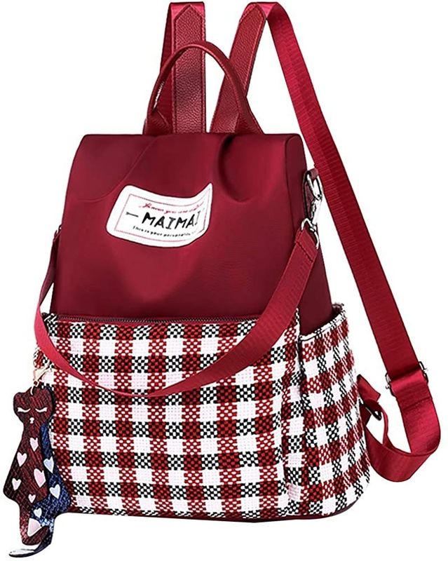 Borsa da zaino da tasca per donne Oxford Borsa da zaino a quadri per la scuola di viaggio anti-furto