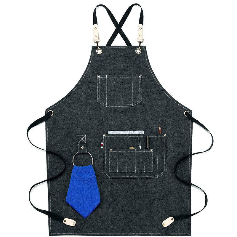Apron in tela a schiena incrociata impermeabile per uso quotidiano Apron in denim per la vita quotidiana in un ristorante