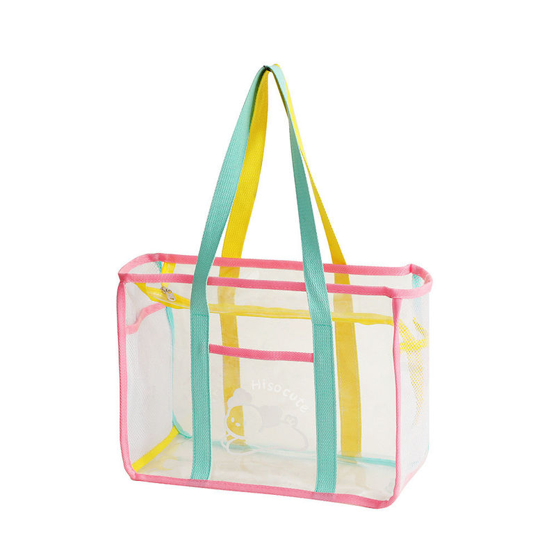 Sacchetto trasparente in PVC, colorato in caramelle, in forma di U, sacchetto da spiaggia per le donne