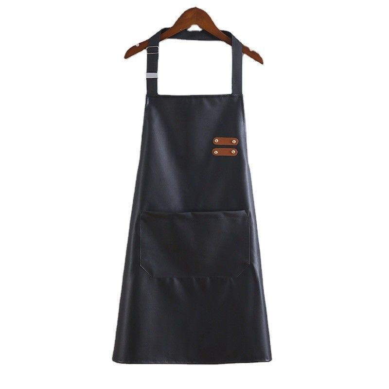 Logo personalizzato impermeabile in pelle Long Bib Apron per cucina BBQ Barista Tipo uniforme