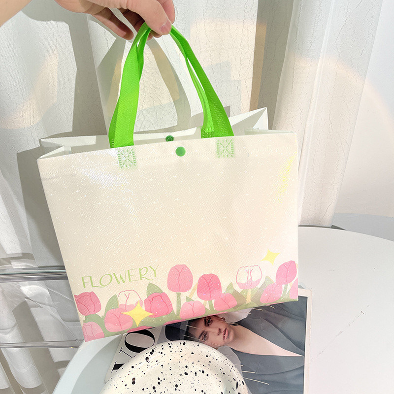 Borsa Tote non tessuta con angoli curvi e colore personalizzato Eco shopping personalizzato