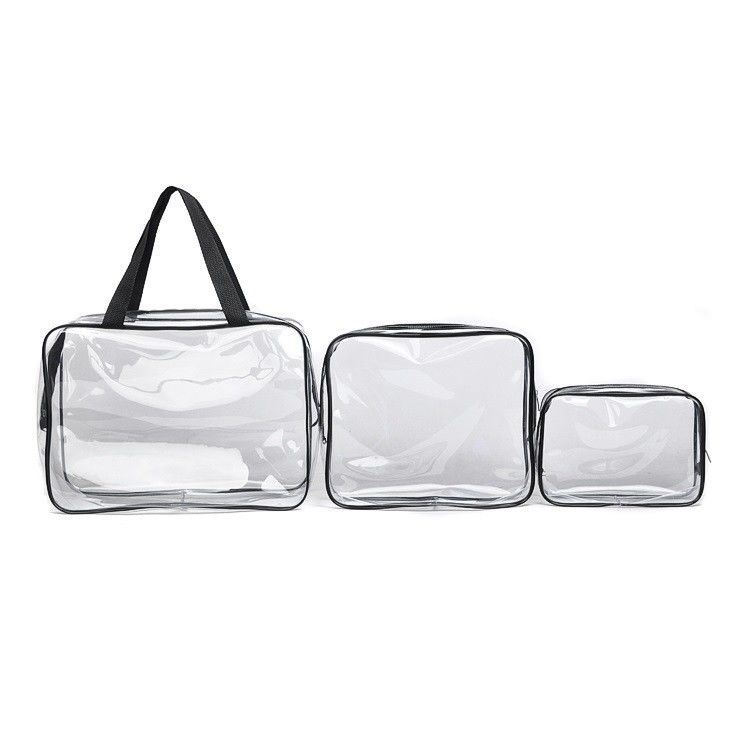 3-Pc Sacchetto cosmetico cristallino chiaro Set per viaggi e accessori igienici OEM/ODM Accettabile