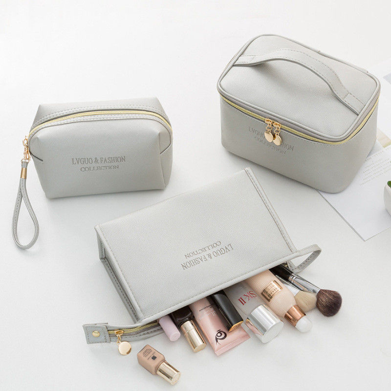 Borsa cosmetica in velluto per donne Set di 3 per viaggi Organizzatore di cerniere di bellezza