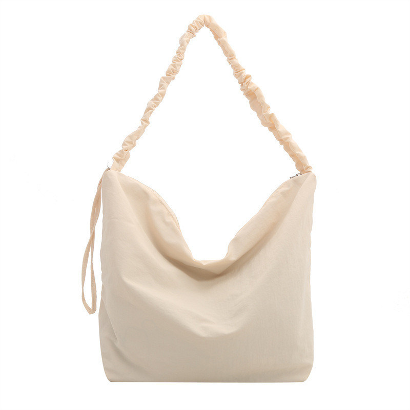 Borsa da spalla a stringa a piatto di nylon a grande capacità per donne Borse da shopping