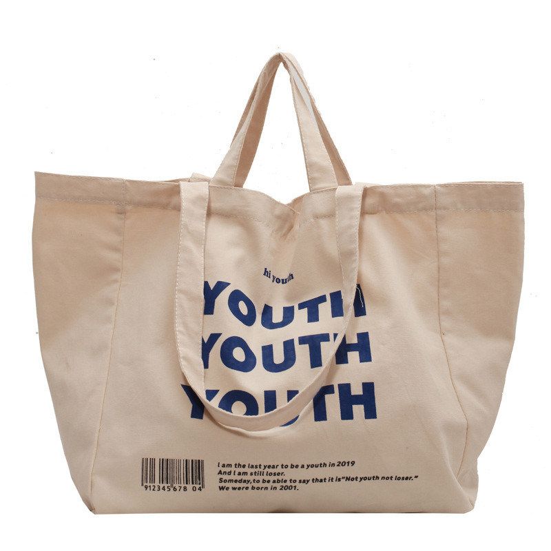 Chiusura aperta Spessore riciclabile di cotone semplice Canvas sacchetto di shopping Tote con logo stampato su misura
