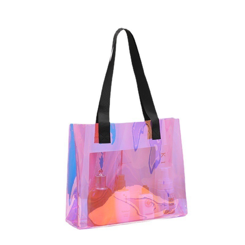 Logo personalizzato Transparente impermeabile Neon Candy Color PVC Tote Bag per la pubblicità