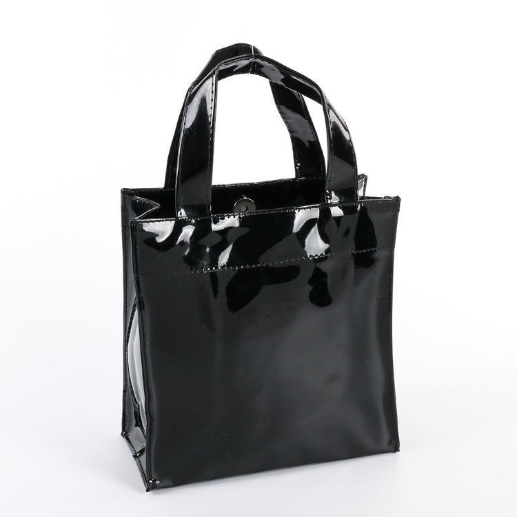 Disegno di stampa di moda su misura Gloss Mirror Tote Handle Sacchetto per la spesa con logo Sacchetto in PVC impermeabile