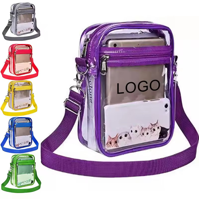 Borsa Messaggero in PVC trasparente a corpo crocifisso Di colore diverso Borsa a spalla trasparente