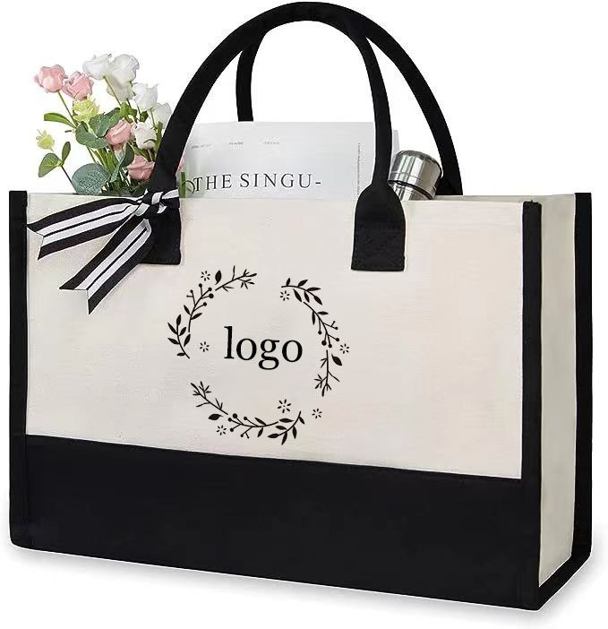 Borse per la spesa colore personalizzato Borsa di tela grande con carta di design personalizzata
