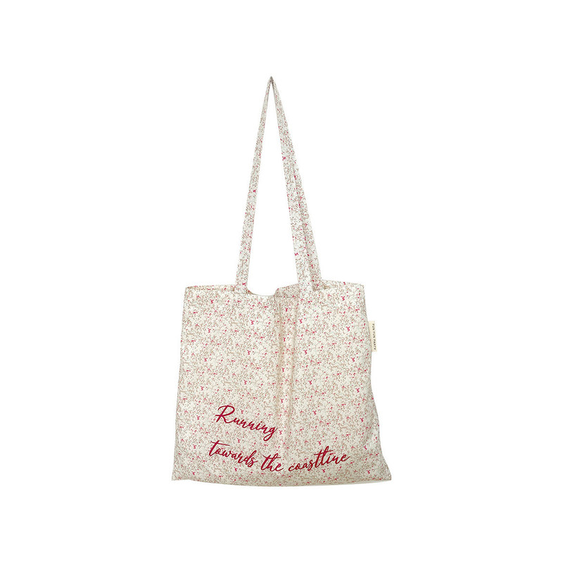 Borsa da spiaggia rosa a misura di fiori di tela naturale borsa per donne