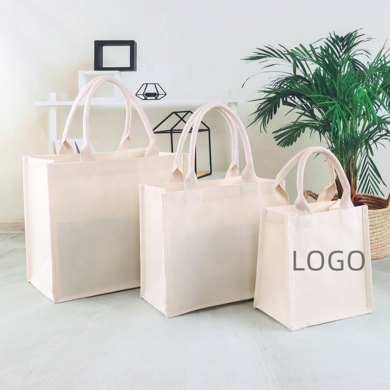 Outlet Blank Plain Custom Logo Print Canvas Cotton Tote Bags per la vita quotidiana scolastica